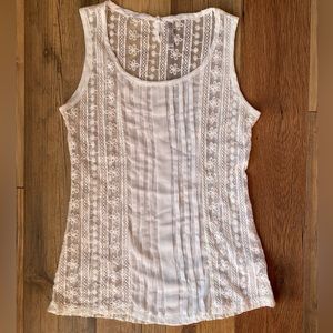 Mariarello Lacy sheer white tank size small